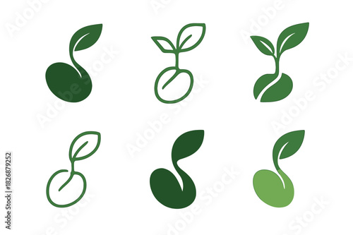 Nature-Inspired Logo Variations. Graphic design trends nature inspired design example. Icon set. Set Logo of Graphic design trends nature inspired design