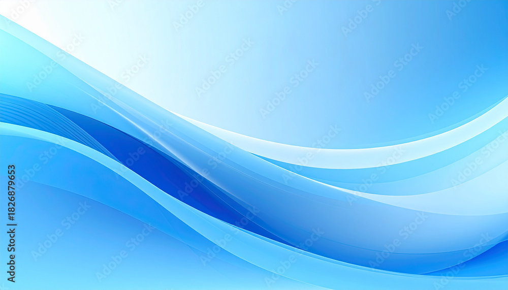 Naklejka premium Abstract Blue Waves Flowing Smoothly Across a Gradient Background image photo