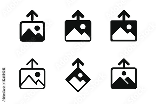 Creative Icon Logos. Brand photography and content creation services. Icon set. Set Logo of brand photography and content creation services: photo gallery