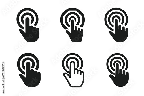 Haptic Icon Variations. Haptic communication. Icon set. Set Logo of haptic interaction: tactile sensor pad. harmonious logo variations of the same emblematic