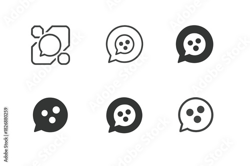 Digital Life Icons. Life in a digital world. Icon set. Set Logo of digital life: social media interaction. harmonious logo variations of the same emblematic