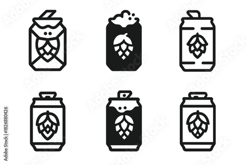 Beer Logo Variations. Beer. Icon set. Set Logo of Beer: Beer Can. harmonious logo variations of the same emblematic concept, each with different artistic
