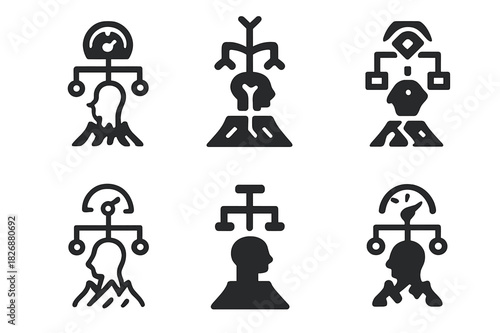 Decision-Making Logos. Improving decision-making in high-pressure situations. Icon set. Set Logo of improving decision-making in high-pressure situations: