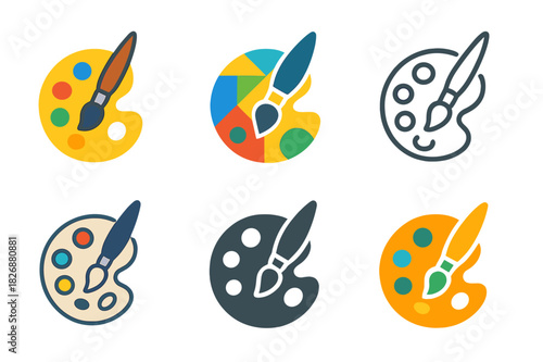 Hobby Time Icons. setting aside time for hobbies like painting or knitting. Icon set. Set Logo of setting aside time for hobbies like painting or knitting: