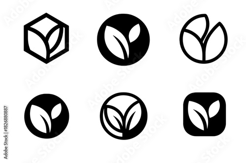Raw Food Icons. Raw. Icon set. Set Logo of raw: uncooked food and natural symbol. harmonious logo variations of the same emblematic concept, each