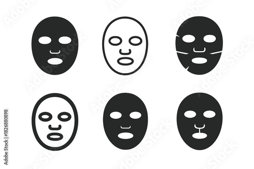 Skin Care Logos. skin care. Icon set. Set Logo of skin care: facial mask. harmonious logo variations of the same emblematic concept, each with different