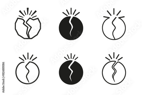 Regeneration Logo Designs. regeneration. Icon set. Set Logo of regeneration: broken circle mending with light. harmonious logo variations of the same