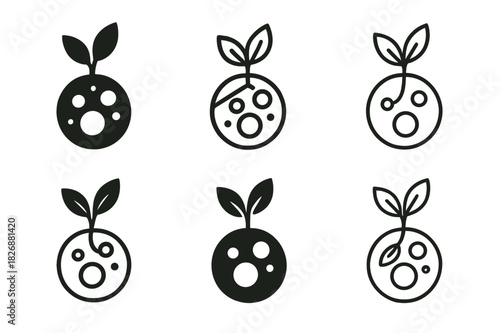 Cellular Regeneration Icons. life extension through cellular regeneration. Icon set. Set Logo of life extension through cellular regeneration: