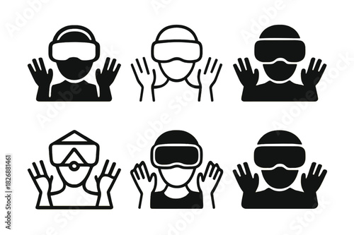 Virtual Reality Logo Set. Interactive home entertainment experiences. Icon set. Set Logo of interactive home entertainment experiences: virtual reality