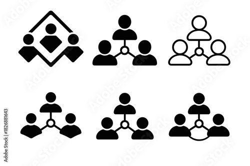 Remote Team Logos. remote team productivity. Icon set. Set Logo of remote team productivity: synchronized workflow. harmonious logo variations of the same