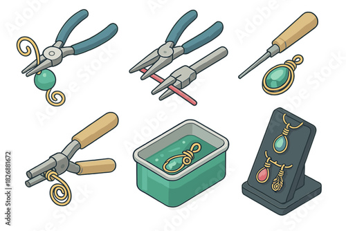 Specialized tools and finished pieces for handmade jewelry crafting and wire wrapping
