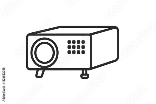 Minimalist outline symbol of a video projector used for business presentations