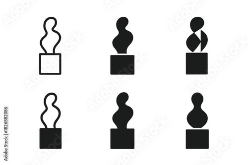 Art Logo Variations. Art installation events. Icon set. Set Logo of art installation events: sculpture exhibit. harmonious logo variations of the