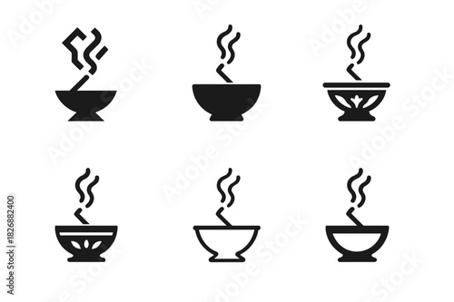 Hygiene Icon Variations. Cultural approaches to hygiene. Icon set. Set Logo of cultural hygiene: incense for purification. harmonious logo variations of the