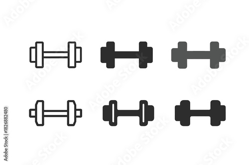 Fitness Logo Variations. Fitness. Icon set. Set Logo of fitness: dumbbell and barbell. harmonious logo variations of the same emblematic concept, each with