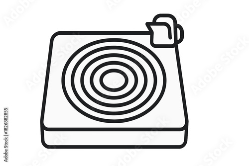 Minimalist black and white single burner electric stove or portable hot plate appliance