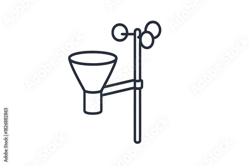 Meteorological instrument measuring precipitation and wind speed using a rain gauge and anemometer