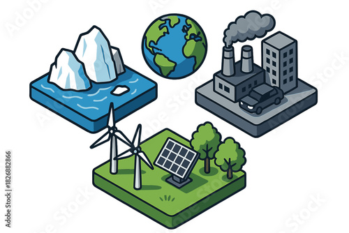 Global warming effects, industrial pollution, and renewable energy solutions
