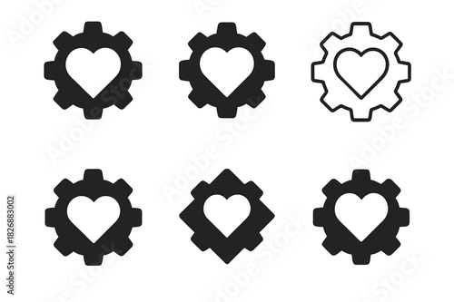 Harmonious Love Icon Set. Love and bonding through shared responsibilities (family, work). Icon set. Set Logo of love and bonding through shared