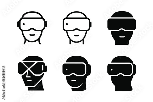 Virtual Reality Logo Set. Interactive home entertainment experiences. Icon set. Set Logo of interactive home entertainment experiences: virtual reality