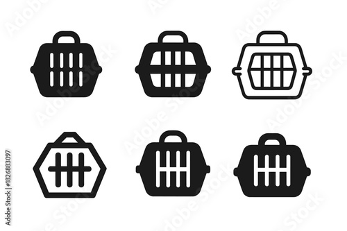 Breeder Logo Variations. Breeder. Icon set. Set Logo of Breeder: Animal Crate. harmonious logo variations of the same emblematic concept, each with different