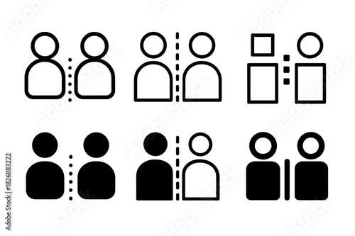Respectful Boundaries Icons. Respect and boundaries in professional relationships. Icon set. Set Logo of respect and boundaries in professional relationships: