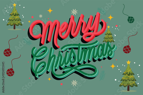 Christmas theme 2025 vector merry christmas and happy new year celebration holiday season greeting card vector background illustration.