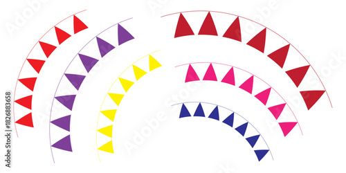 Colorful watercolor carnival garland with flag. Decorative colorful party pennants for birthday celebration, festival decor. Colorful bunting flags.