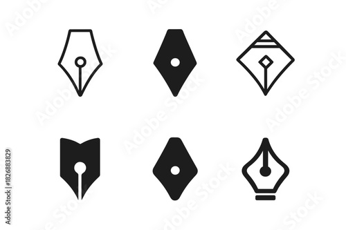 Vintage Logo Variations. Vintage magazine. Icon set. Set Logo of vintage magazine: fountain pen. harmonious logo variations of the same emblematic concept