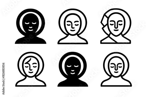 Sleep Meditation Logos. sleep meditation. Icon set. Set Logo of sleep meditation: peaceful aura ring. harmonious logo variations of the same emblematic