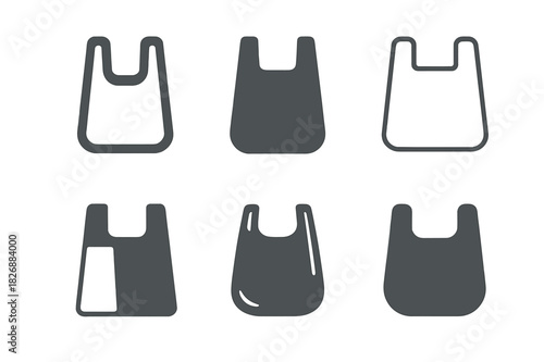 Plastic Alternatives Logos. Plastic Alternatives. Icon set. Set Logo of Plastic Alternatives: reusable shopping bag. harmonious logo variations of the same