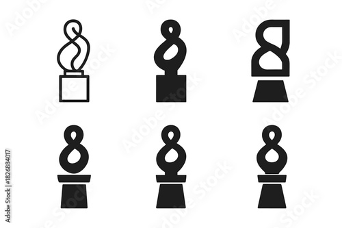 Art Logo Variations. Art installation events. Icon set. Set Logo of art installation events: sculpture exhibit. harmonious logo variations of the