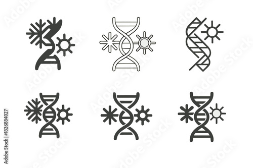 Genetic Climate Adaptation Logos. genetic adaptation to extreme climate conditions. Icon set. Set Logo of genetic adaptation to extreme climate conditions: