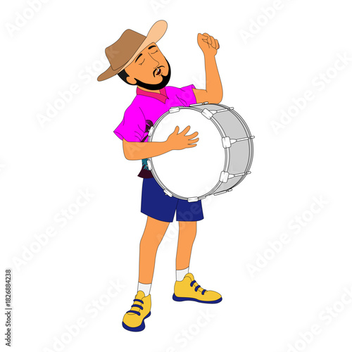 Bass Drumer Cartoon