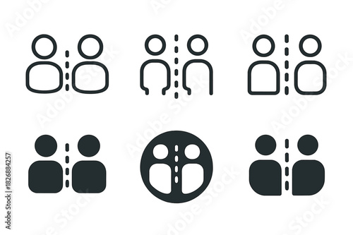 Respectful Boundaries Icons. Respect and boundaries in professional relationships. Icon set. Set Logo of respect and boundaries in professional relationships: