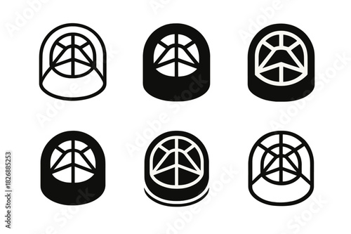 Atrium Logo Variations. Open Atrium. Icon set. Set Logo of Open Atrium: modern architectural skylight. harmonious logo variations of the same emblematic