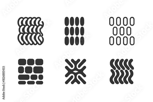 Bath Mat Logo Variations. Bath Mat Texture. Icon set. Set Logo of Bath Mat Texture: water-absorbent fibers. harmonious logo variations of the same emblematic