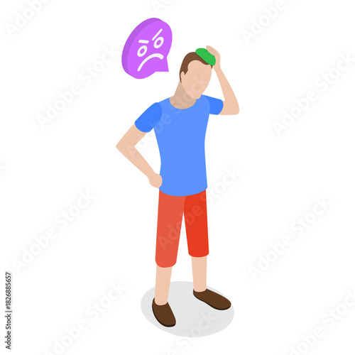 3D Isometric Flat Vector Illustration of Extreme Hot Weather, Individuals Experiencing Excessive Heat Conditions. Item 4