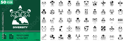 Diversity Duotone Editable Icons set