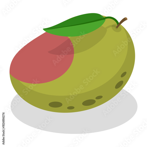 3D Isometric Flat Vector Set of Mango Fruit, Whole Fruits And Sliced Pieces. Item 4