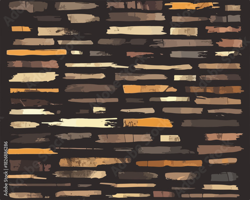 様々なテクスチャと色合いを持つ、抽象的な水平線と断片のベクターイラストレーション。背景やデザイン要素に。