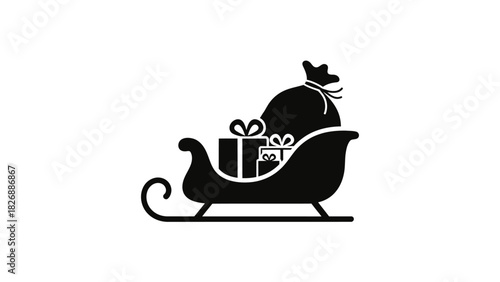 Silhouette of Santa's sleigh filled with gifts and a sack, representing Christmas joy and holiday delivery