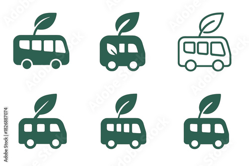 Urban Renewable Icons. Urban Renewable Projects. Icon set. Set Logo of Urban Renewable Projects: sustainable public transport icon. harmonious logo variations