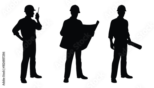 Engineer silhouette construction worker design architecture