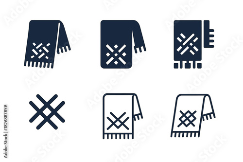 Cultural Hygiene Icons. Cultural approaches to hygiene. Icon set. Set Logo of cultural hygiene: woven cleansing cloth. harmonious logo variations of the same