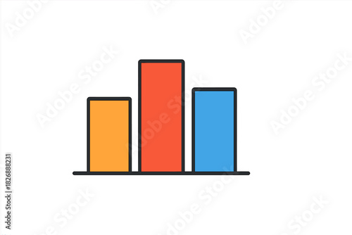 Three colorful vertical bars representing statistical data and business growth metrics