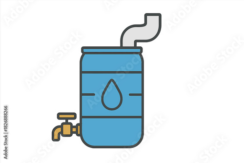 Rainwater harvesting barrel with spigot and pipe connection for sustainable water collection