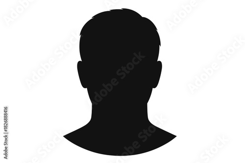 Anonymous black silhouette of a person's head and shoulders viewed from the back