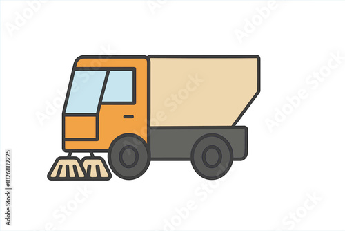 Urban sanitation service truck with sweeping brushes for city road maintenance