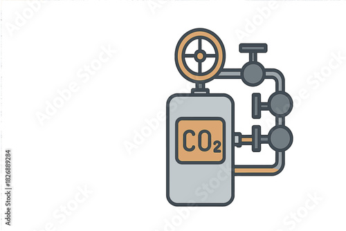 CO2 carbon dioxide gas cylinder tank with pressure gauge and piping system